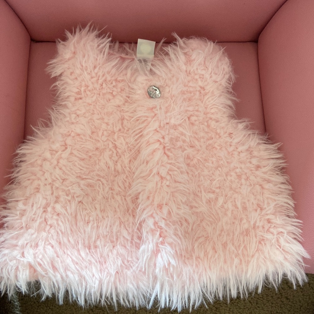 Toddler Girl Pink Faux Fur Vest
